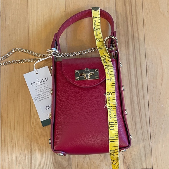 NWT Anna Paola Genuine Italian Leather Cherry Red Handbag - Picture 14 of 16